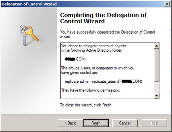 finish delegate of control Wizard